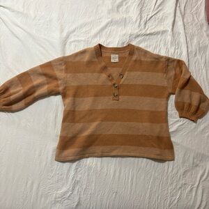 Billabong Women’s Size Small Oversized Baggy Striped Sweater Orange and Tan